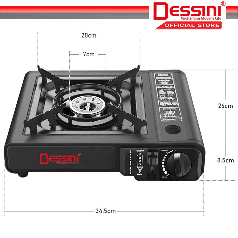 DESSINI ITALY Auto Ignition Dual Fuel Gas Cooker Butane Propane LPG Hob Burner Cooktop Tabletop Portable Picnic Stove