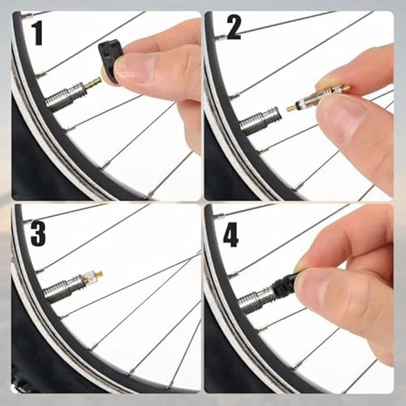 10pcs Valve Core for Presta,Valve Core Bike Bicycle Replacement with 2 Valve Core Remover Tools&10 Valve Stem Core Caps