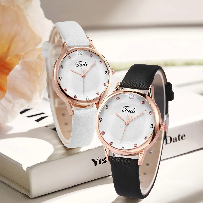 popular fashion diamond-studded heart colorful diamond women's watch with a leather strap for girls. Jam tangan wanita berlian