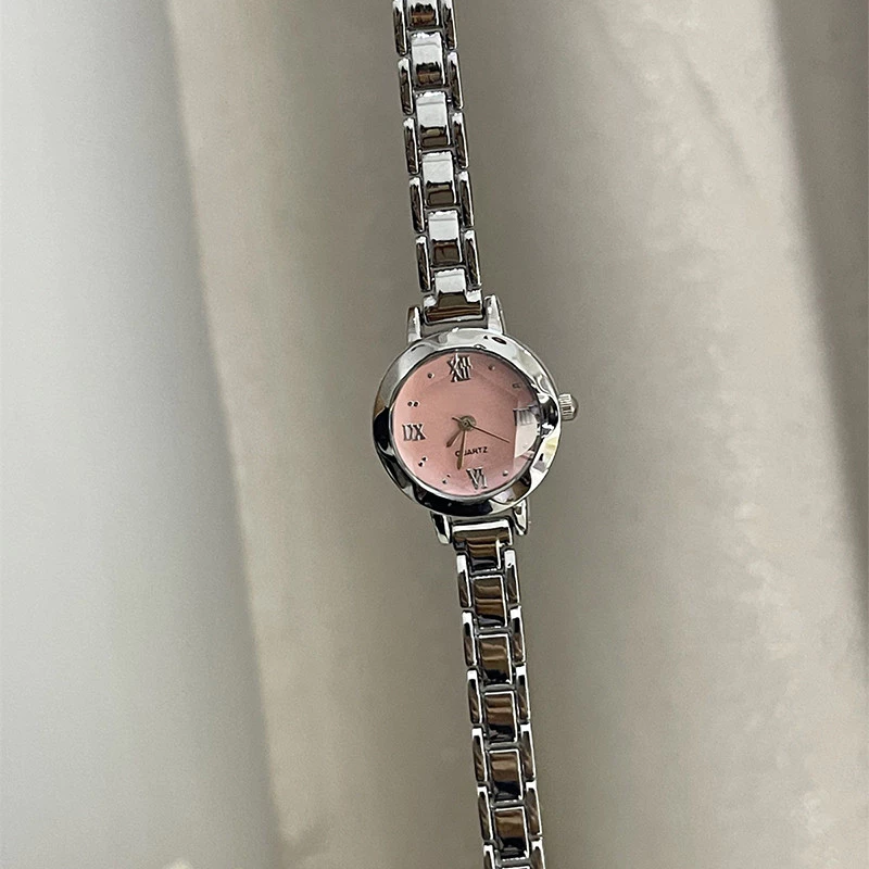 Fashion Women Watches Vintage Small Round Dial Stainless Steel Band Analog Quartz Wristwatch