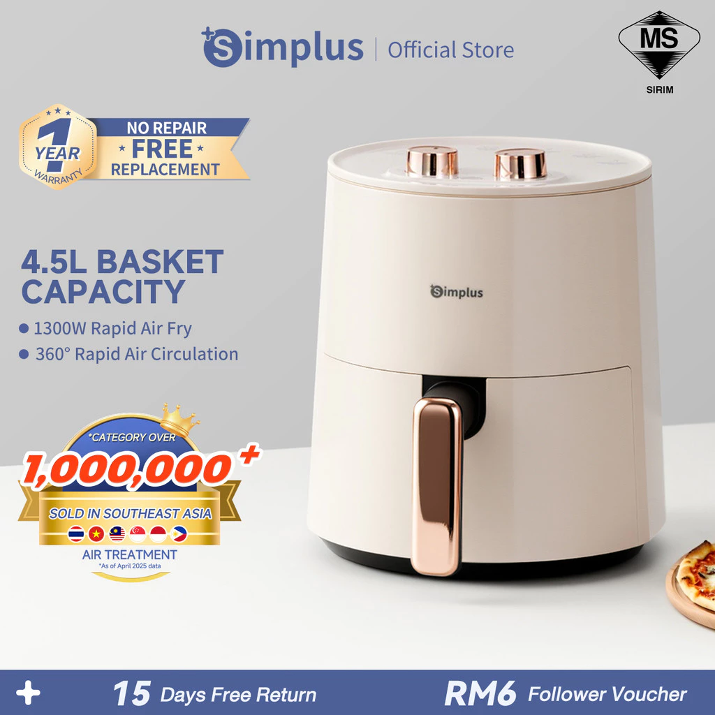 Simplus 13 in 1 Air Fryer | 4.5L Large Capacity | 1300W Power | 360° Rapid Air Circulation | Less Fat Oil Free KQZG007CW