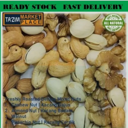 Mix Nuts Cashew | Almond | Pistachio | Walnut Healthy Mixed Nuts 150g/250g/500g/1kg (Raw/ Roasted)(mentah/panggang)