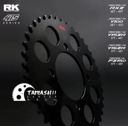 415 RK Tamashii Sprocket Y15ZR Y16ZR FZ150 14T 15T 16T 37T - 48T HARDEN STEEL BLACK Spocket FRONT REAR Y15 Y16 FZ 150 OE