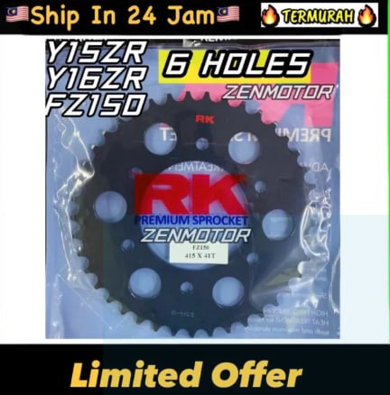 415 RK Tamashii Sprocket Y15ZR Y16ZR FZ150 14T 15T 16T 37T - 48T HARDEN STEEL BLACK Spocket FRONT REAR Y15 Y16 FZ 150 OE
