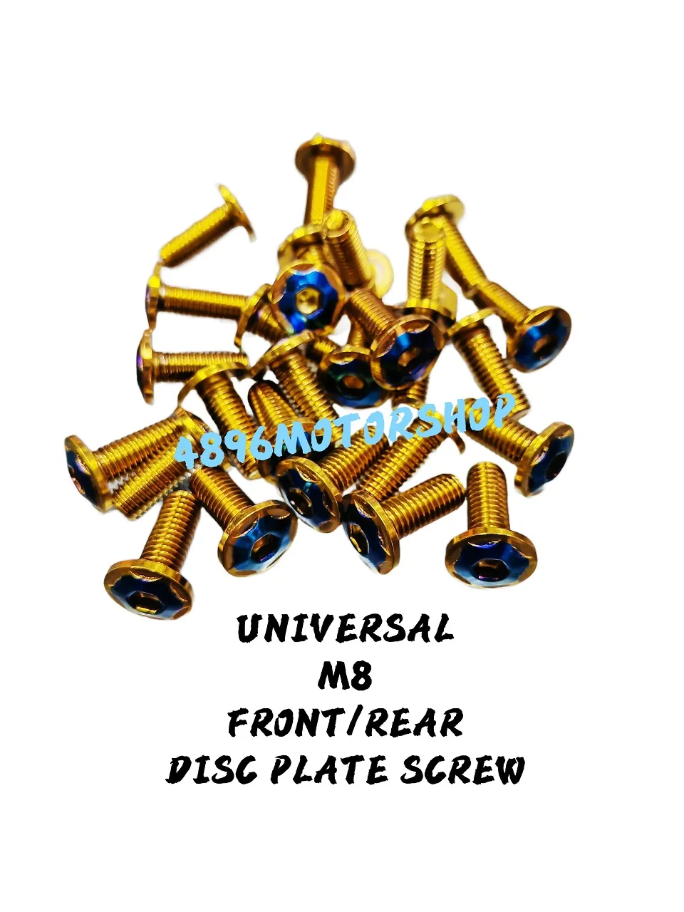 UNIVERSAL FRONT REAR DISC PLATE SCREW GOLD BLUE TITANIUM M8 YAMAHA HONDA PIRING DISK SKRU Y15 RS150 SRL115 LC135 VF3i RSX SRL LC135 y15ZR NVX NMAX RXZ Y125Z