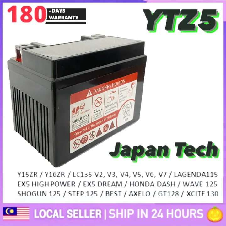 【Hot sales】【Hot sales】Battery YTZ5S Y15ZR LC135 v2-v8 FZ Ego Avantiz SRL115 EX5 (No Stater) Wave110 Wave125 Dash V1 V2 GEL Battery bateri YTZ5