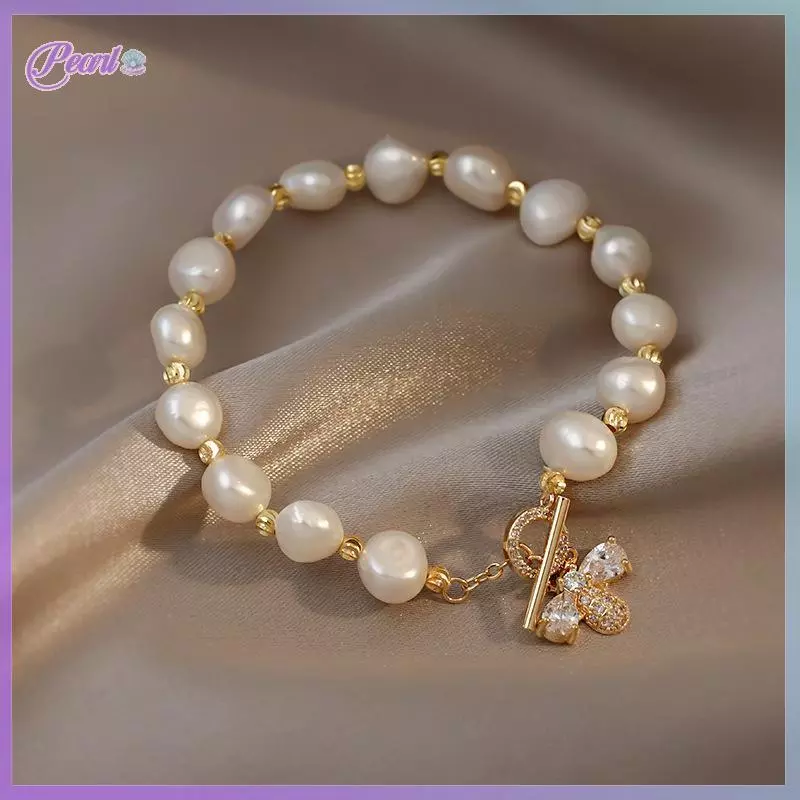 New Luxury Baroque Freshwater Pearl Bracelet Niche High Sense Zircon Bee Pendant Luxury Bracelet For Women Gift Hot