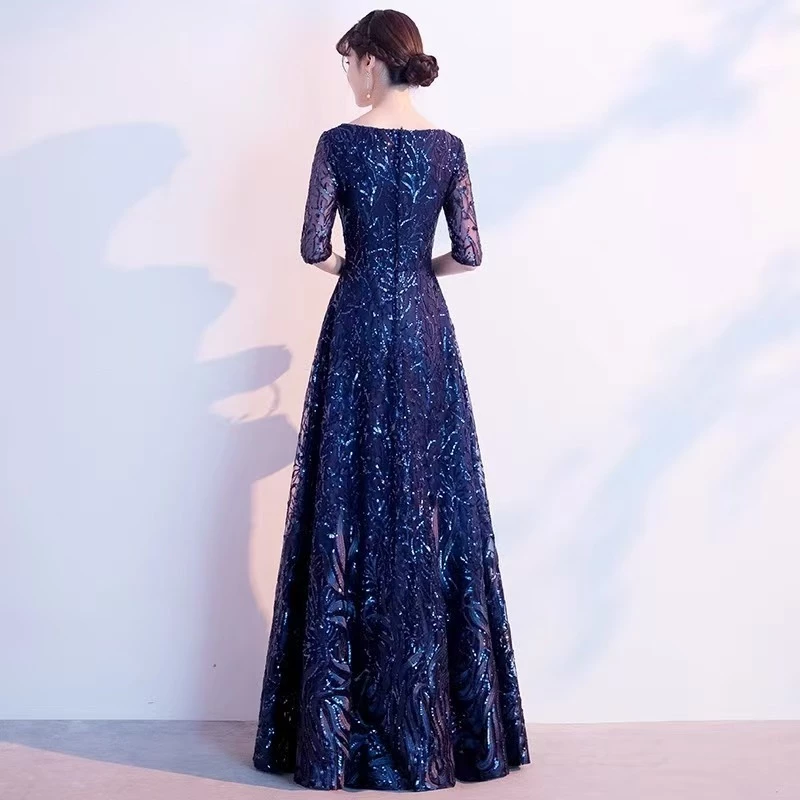 DINNER DRESS New sequins Gold long annual meeting banquet evening dress high-end luxury women's dresses