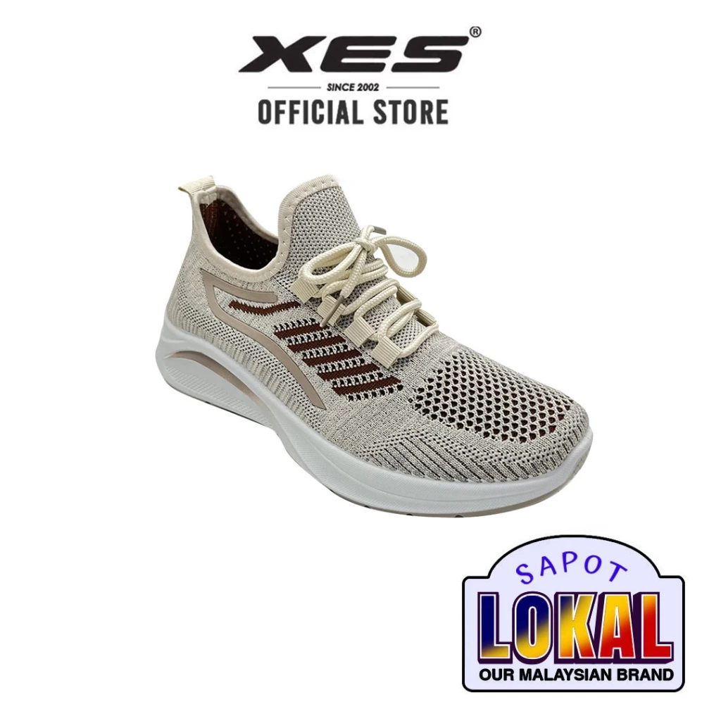 XES Ladies BSLCLS10 Mesh Sneakers ( Beige  Black)