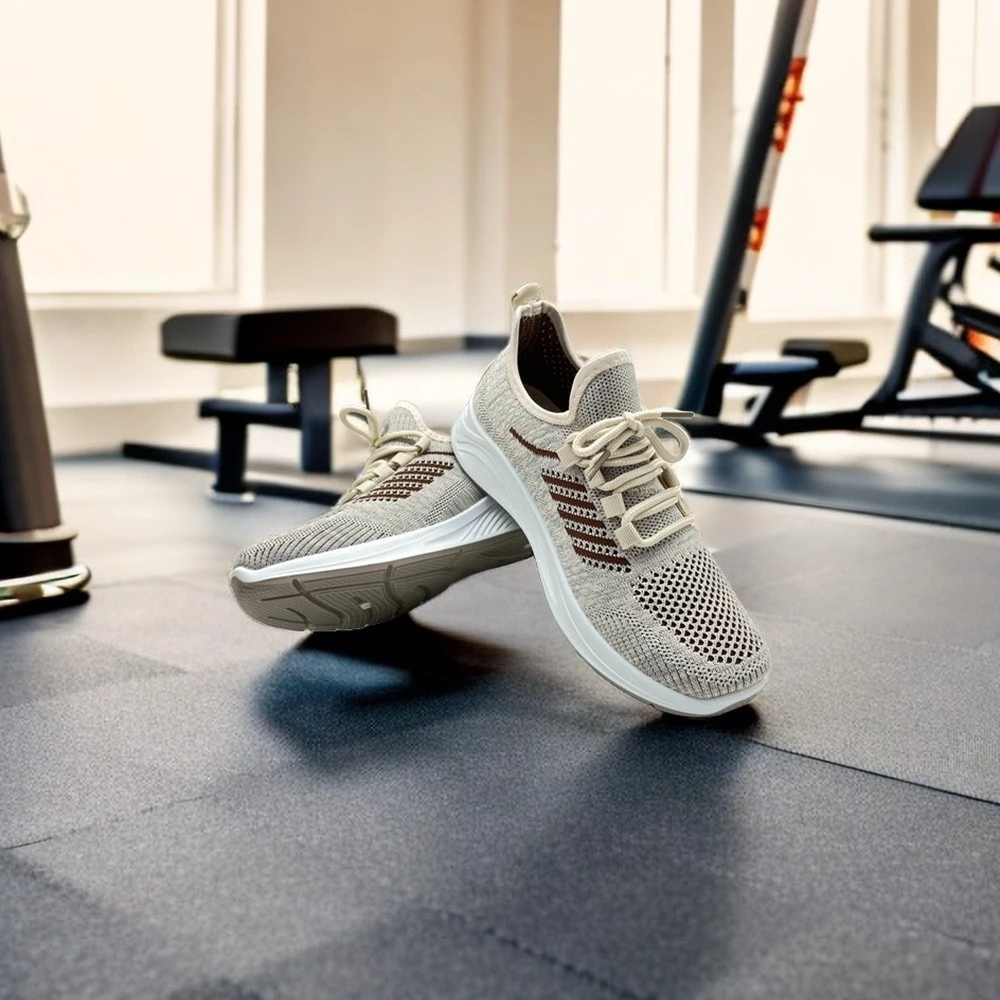 XES Ladies BSLCLS10 Mesh Sneakers ( Beige  Black)