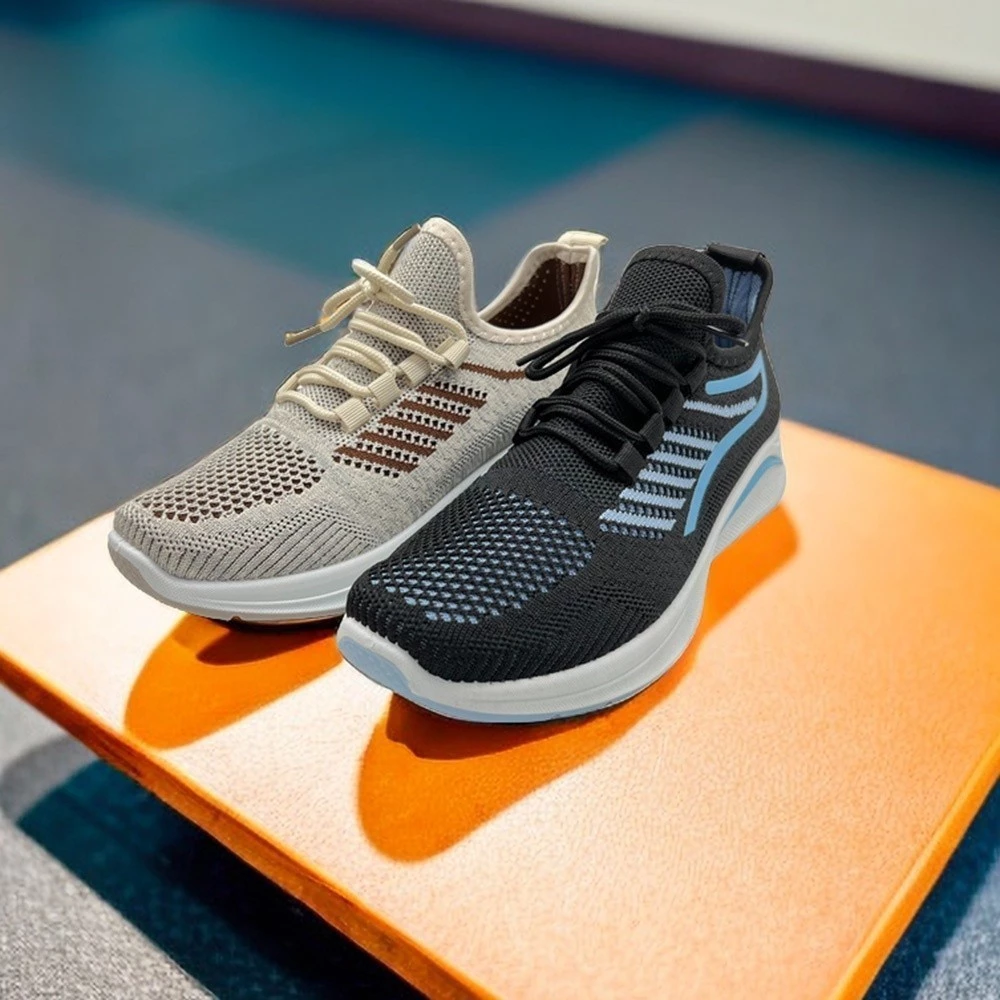 XES Ladies BSLCLS10 Mesh Sneakers ( Beige  Black)