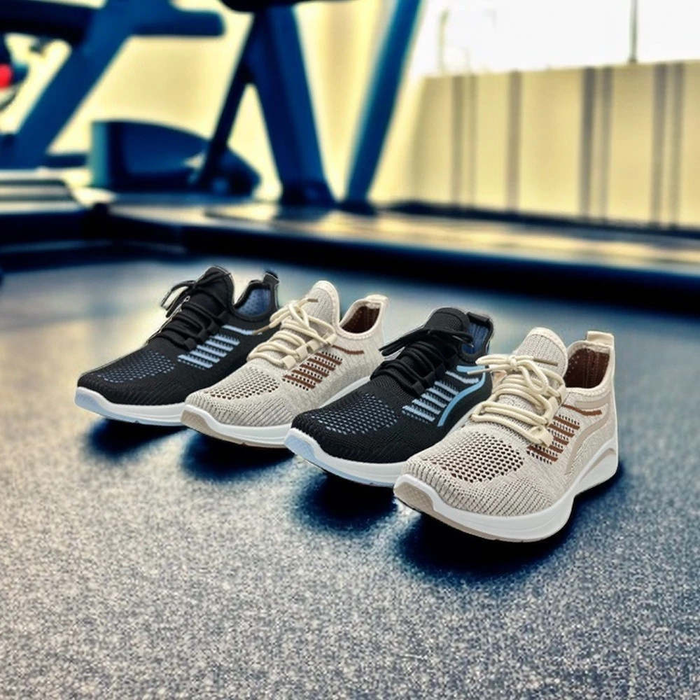 XES Ladies BSLCLS10 Mesh Sneakers ( Beige  Black)