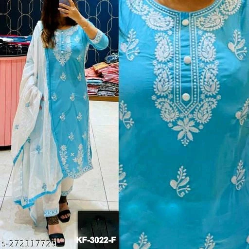 M To 5XL Heavy Premium Rayon Embroidery Kurti With Pant And Malmal Duppatta KF-3022