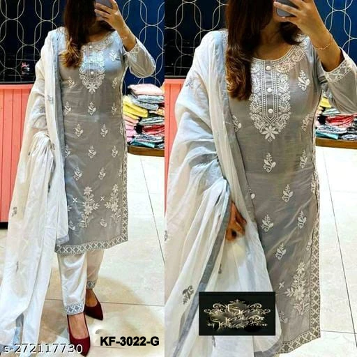 M To 5XL Heavy Premium Rayon Embroidery Kurti With Pant And Malmal Duppatta KF-3022