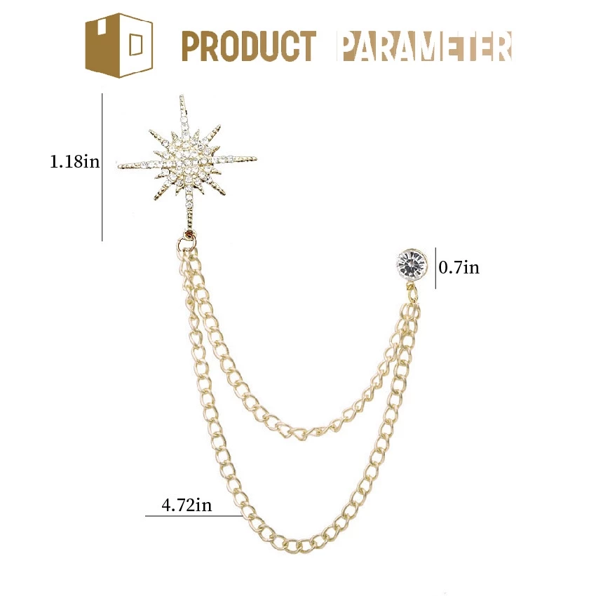 Crystal Tassel Chain Pin Men Women Suit Shirt Collar Badge High-end Brooch Badge Pin