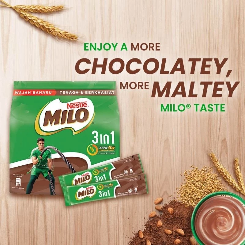 (33g x 18 sachets) MILO 3 in 1 Activ-Go Chocolate Malt Powder