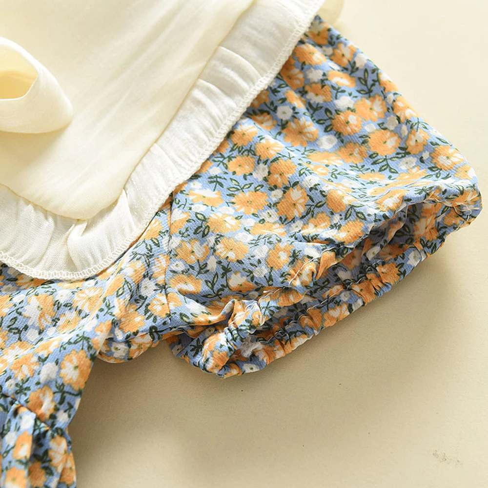 2-6 Years Kids Girl Floral Dress Korean Style Flower Dress Baby Girl Puff Sleeve Clothes Princess Dress