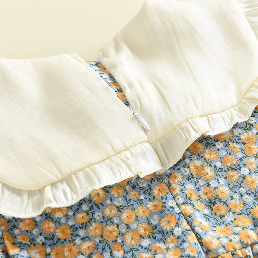 2-6 Years Kids Girl Floral Dress Korean Style Flower Dress Baby Girl Puff Sleeve Clothes Princess Dress