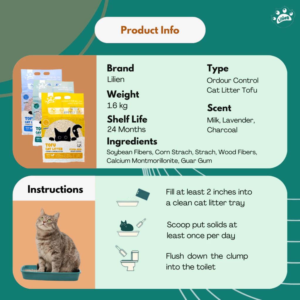 Premium Super Clumping Natural Cat Litter sand Tofu 6L/1.6KG Wangi Pasir Kucing Toufu Cat Toilet Kucing