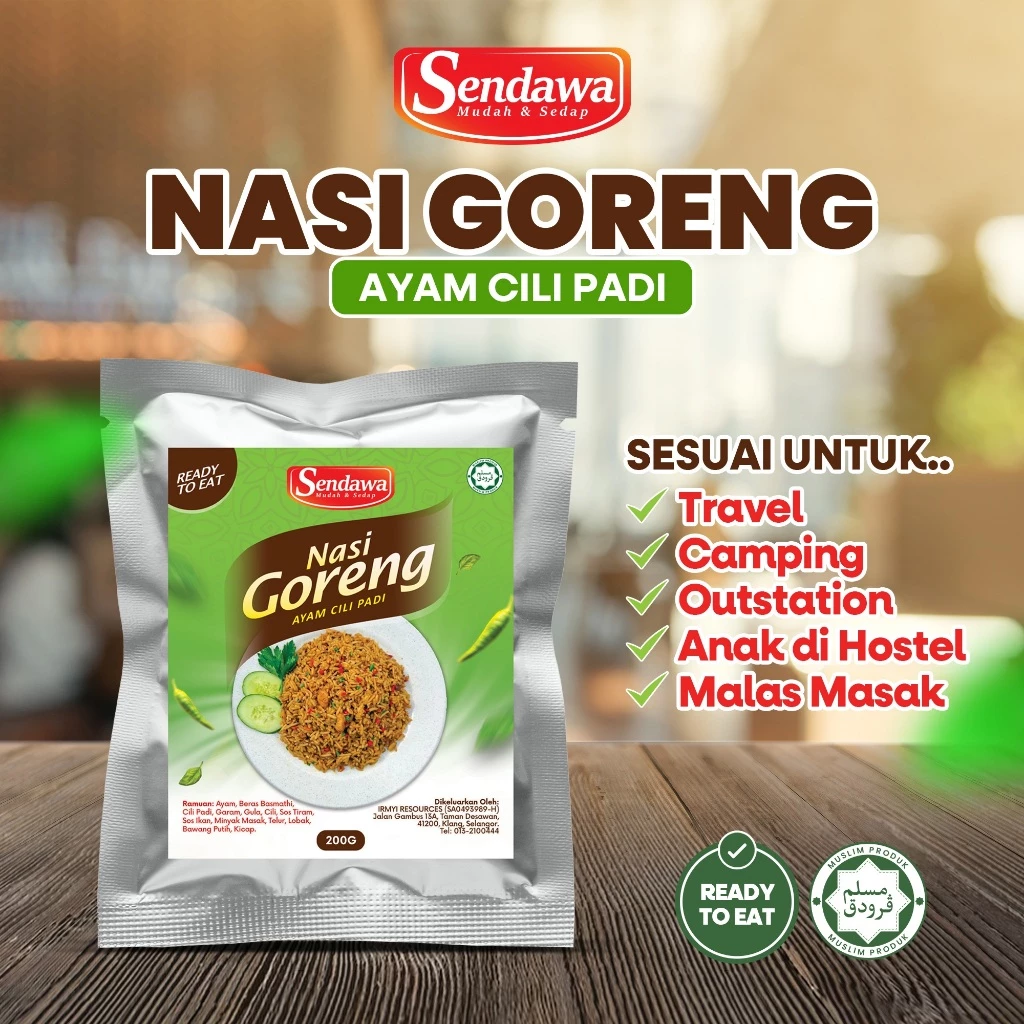 SENDAWA NASI GORENG BELI 5 FREE 1 BERAS BASMATHI READY TO EAT PEDAS & SEDAP UNTUK TRAVEL & UMRAH