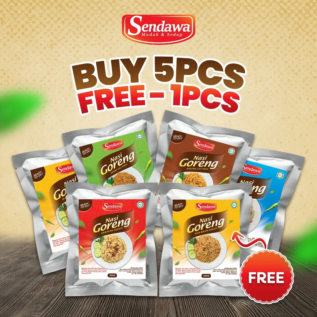 SENDAWA NASI GORENG BELI 5 FREE 1 BERAS BASMATHI READY TO EAT PEDAS & SEDAP UNTUK TRAVEL & UMRAH