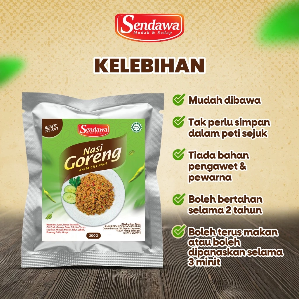 SENDAWA NASI GORENG BELI 5 FREE 1 BERAS BASMATHI READY TO EAT PEDAS & SEDAP UNTUK TRAVEL & UMRAH