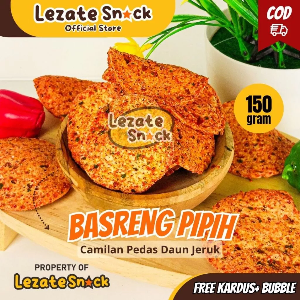 Spicy Basreng with Lime Leaves 150GR Flat Shape Coin Lime Leaf Basreng Bastik Basko Spicy Lime Leaves Food Snacks DELICIOUSKeripik SNACK