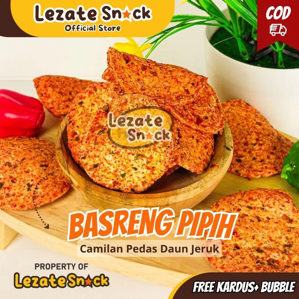 Spicy Basreng with Lime Leaves 150GR Flat Shape Coin Lime Leaf Basreng Bastik Basko Spicy Lime Leaves Food Snacks DELICIOUSKeripik SNACK