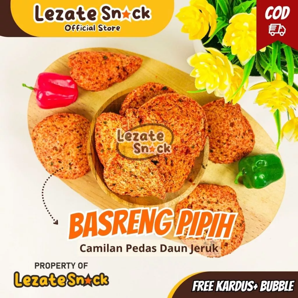 Spicy Basreng with Lime Leaves 150GR Flat Shape Coin Lime Leaf Basreng Bastik Basko Spicy Lime Leaves Food Snacks DELICIOUSKeripik SNACK