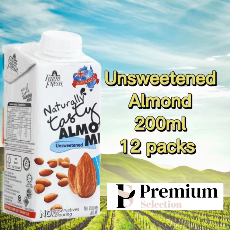 Susu Farm Fresh uht 200ml x 12 peks Perisa asli-coklat-kurma-strawberi-manga-pisang-badam-oat-kopi latte-tongkat