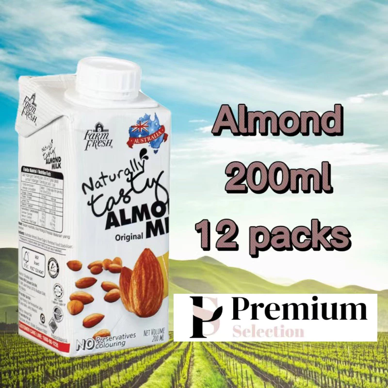 Susu Farm Fresh uht 200ml x 12 peks Perisa asli-coklat-kurma-strawberi-manga-pisang-badam-oat-kopi latte-tongkat