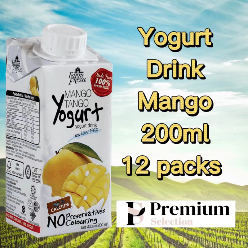 Susu Farm Fresh uht 200ml x 12 peks Perisa asli-coklat-kurma-strawberi-manga-pisang-badam-oat-kopi latte-tongkat