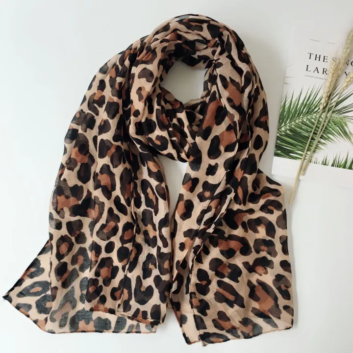 Tudung Printed Voile Leopard Shawl Long Wide Scarves Muslim Fashion Hijab Bawal