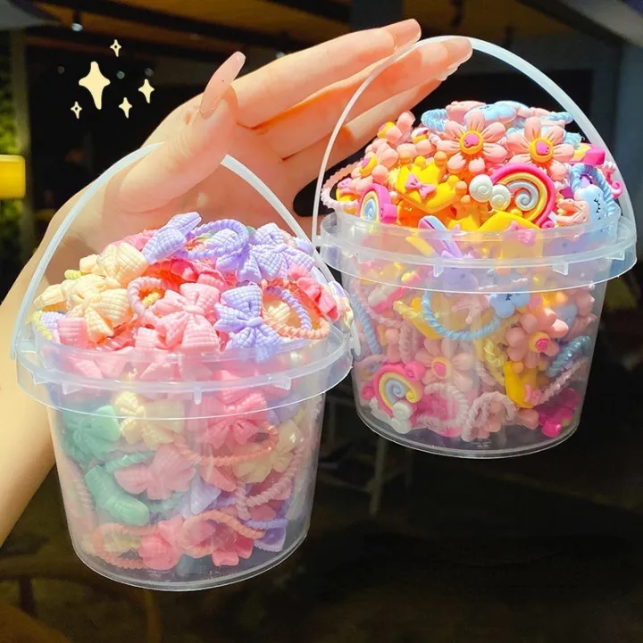 Set of 40 Korean Style Colorful Cartoon Rubber Hairbands for Girls