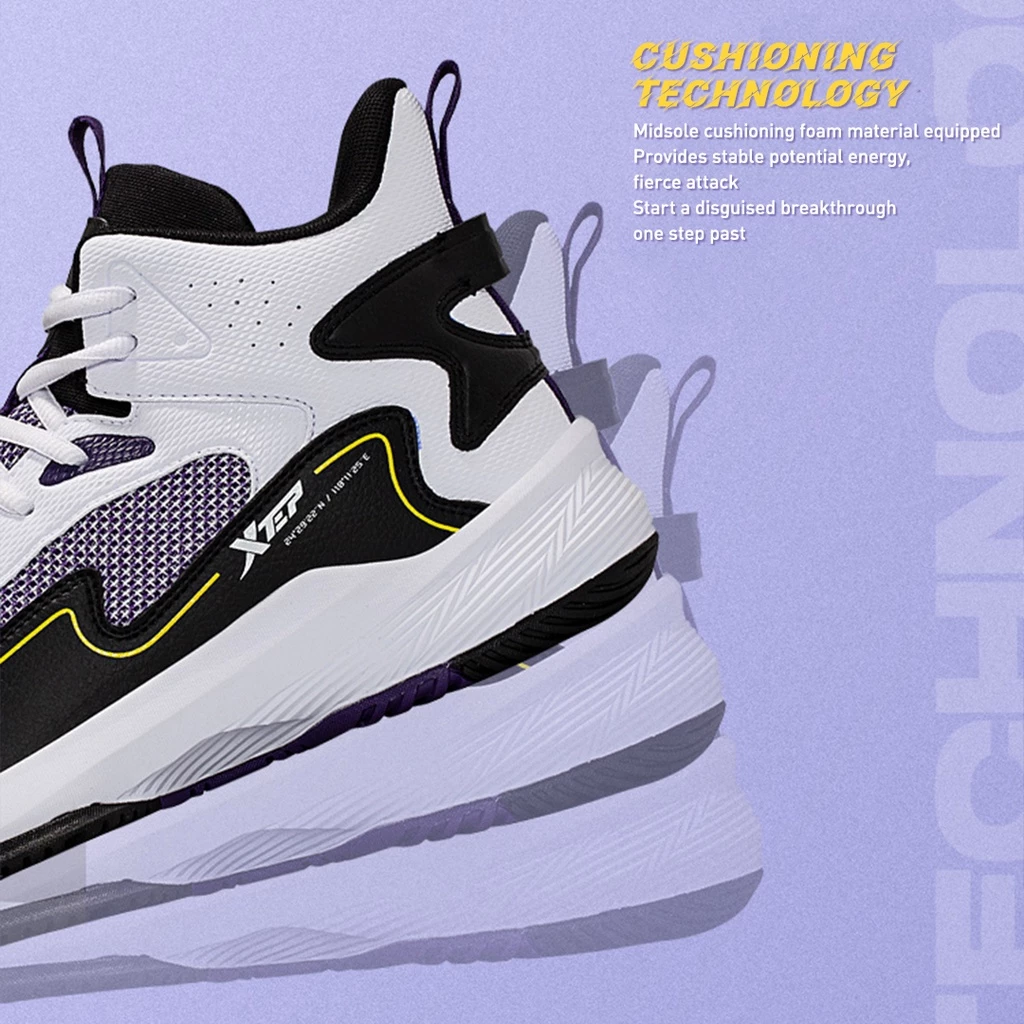 XTEP Wear-Resistant High-Top Cushioning Men Basketball Shoes