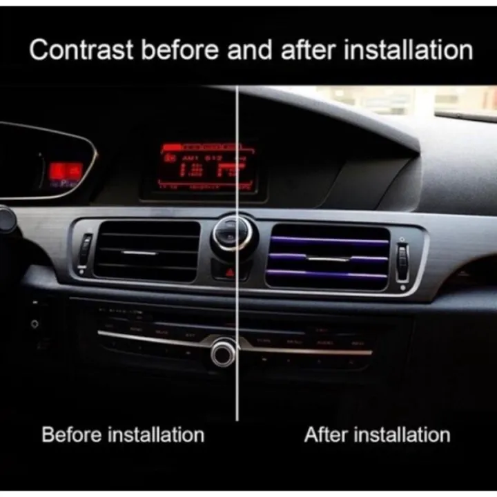 10PCS 20CM Car Air Cond Lining DF Strip Car Interior Decoration Stripe Lining Gab Lining Moulding Trim Lining DF Chrome Linear
