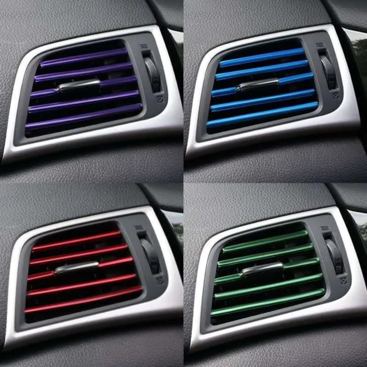 10PCS 20CM Car Air Cond Lining DF Strip Car Interior Decoration Stripe Lining Gab Lining Moulding Trim Lining DF Chrome Linear