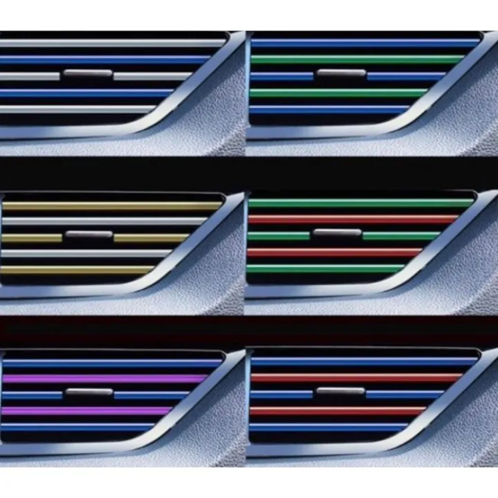 10PCS 20CM Car Air Cond Lining DF Strip Car Interior Decoration Stripe Lining Gab Lining Moulding Trim Lining DF Chrome Linear