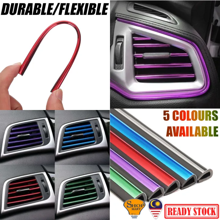 10PCS 20CM Car Air Cond Lining DF Strip Car Interior Decoration Stripe Lining Gab Lining Moulding Trim Lining DF Chrome Linear