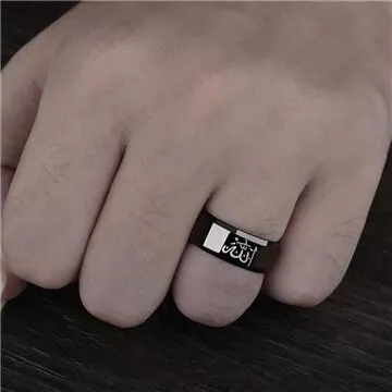 Arab Islamic Muslim Glossy Polished Men's Stainless Steel Ring Titanium Steel Ring Men Fashionable