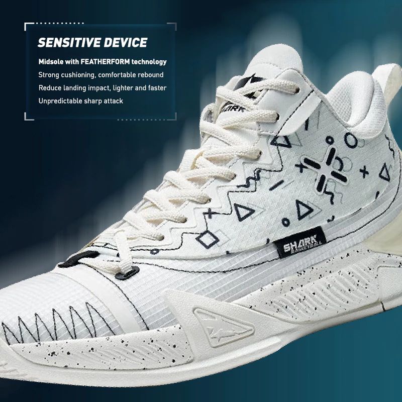 XTEP Shark Support Wear-Resistant High-Top Cushioning Rebound Men Basketball Shoes