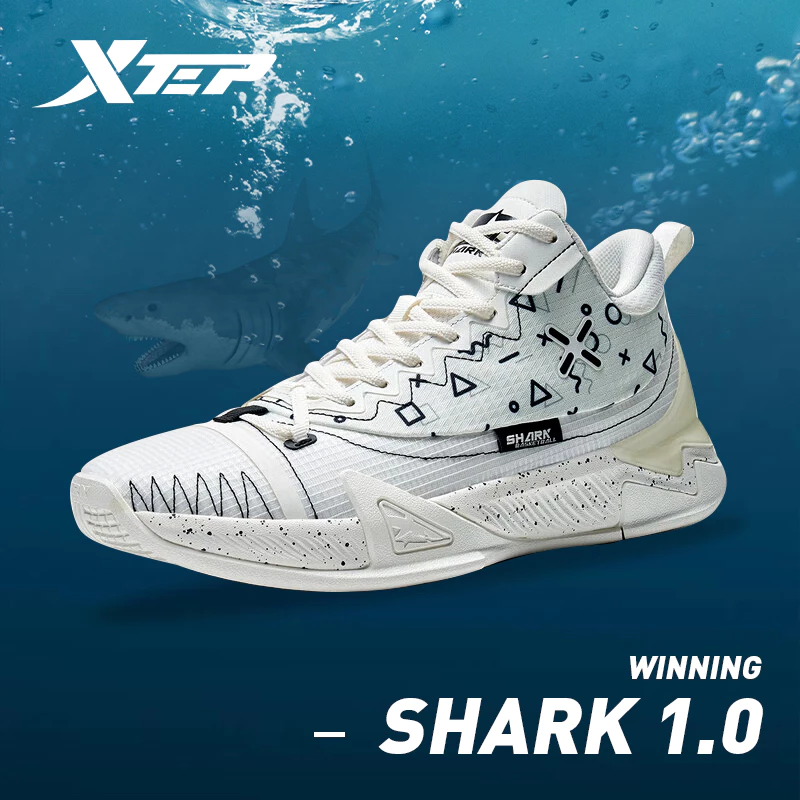 XTEP Shark Support Wear-Resistant High-Top Cushioning Rebound Men Basketball Shoes