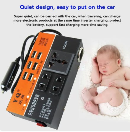24h Delivery✨ YQ Universal Socket Car Power Inverter 12v/24v-220v Dc To Ac Provides 9 Interfaces And 200w High Power