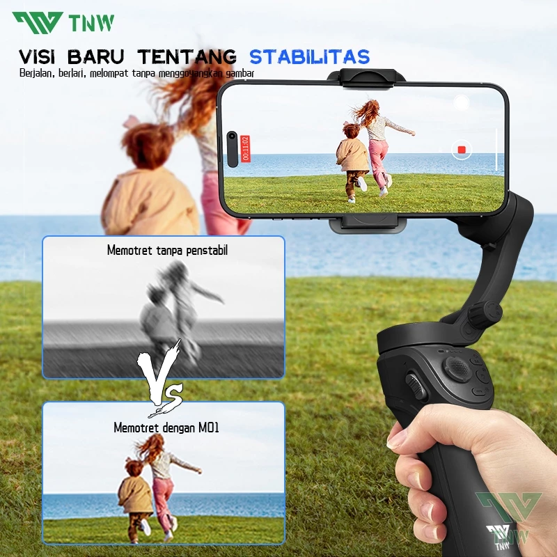 TNW M01 3-Axis Gimbal Stabilizer with Fill Light Anti Shake Handheld AI Tracking Gimbal for Phone