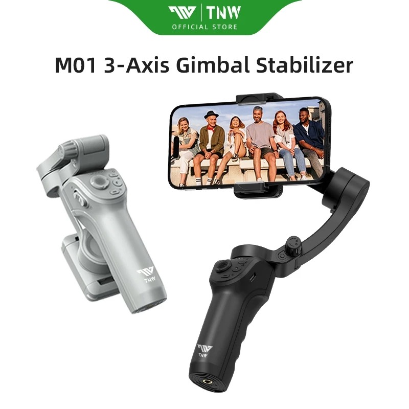 TNW M01 3-Axis Gimbal Stabilizer with Fill Light Anti Shake Handheld AI Tracking Gimbal for Phone