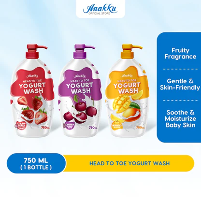 Baby Head To Toe Yogurt Body Wash Baby Bath Sabun Mandian Bayi Strawberry Cherry Mango 750ml HTTY7501