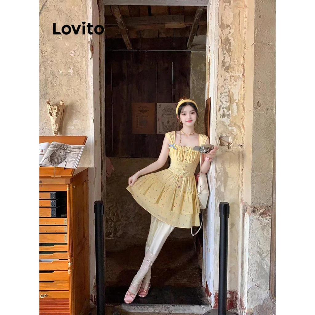 Lovito Women's Casual Dress with Polka Dot Embroidery