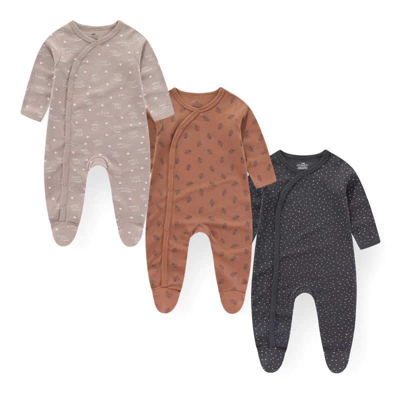 Kiddiezoom 3 Pcs Autumn Winter Long Sleeve Baby Boy Girl Rompers