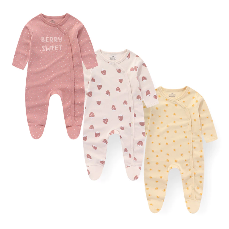 Kiddiezoom 3 Pcs Autumn Winter Long Sleeve Baby Boy Girl Rompers