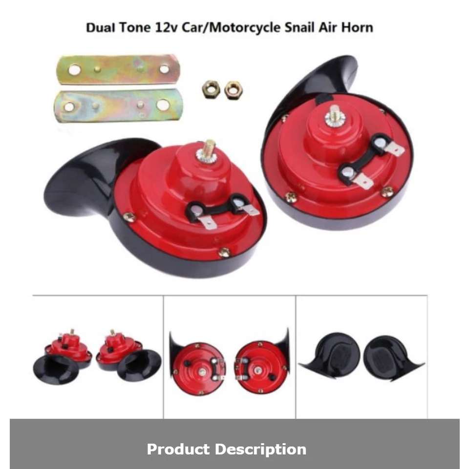 2pcs Type R Car Horn / Hon Kereta Snail BM 120db Horn Kereta kuat bunyi Twin Tone Air Horn 12V Relay